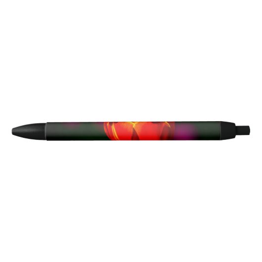 Stylo Noir Fleur de tulipe rouge (Devant)