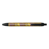 Stylo Noir Fleur de vie - motif sans soudure - brillance or (Dos)