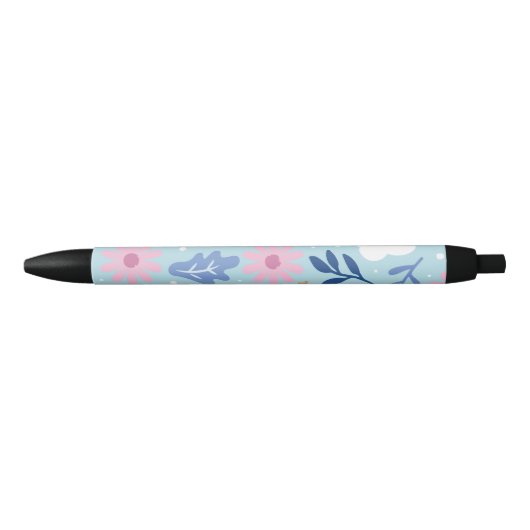 Stylo Noir Fleur minimaliste (Devant)