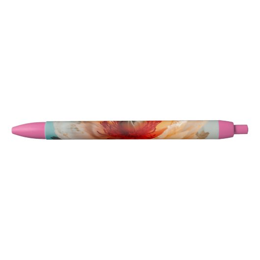 Stylo Noir Fleur orange délicate (Devant)