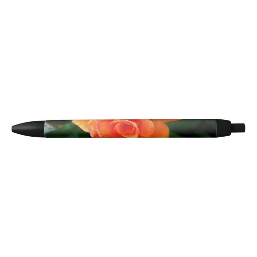 Stylo Noir Fleur rose orange (Devant)