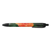 Stylo Noir Fleur rose orange (Bas)