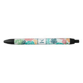 Stylo Noir Fleurs Abstraites colorées (Devant)