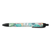Stylo Noir Fleurs Abstraites colorées (Bas)