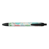 Stylo Noir Fleurs Abstraites colorées (Dos)