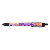 Stylo Noir Fleurs Abstraites encrées Lys orange violet (Bas)