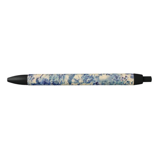 Stylo Noir Fleurs Abstraites rétros Papillon Jardin d'artisan (Devant)