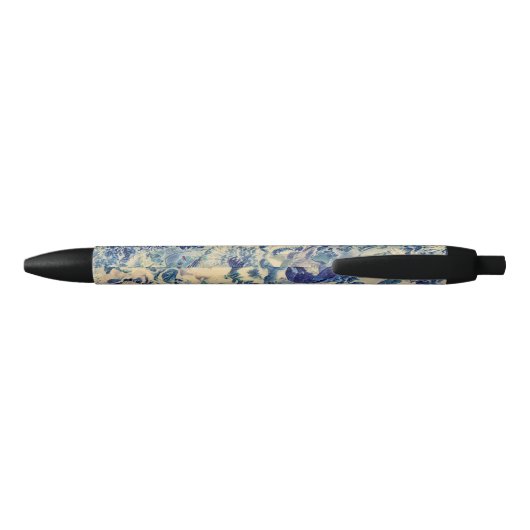 Stylo Noir Fleurs Abstraites rétros Papillon Jardin d'artisan (Dos)