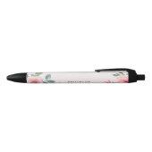 Stylo Noir Fleurs Aquarelle Rose Pâle (Haut)