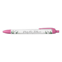 Fleurs aquarelles pêche avec nom monogramme