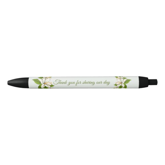 Stylo Noir Fleurs blanches épousant la faveur (Devant)