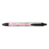 Stylo Noir Fleurs blanches roses (Dos)