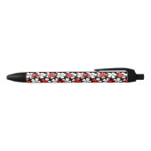 Stylo Noir Fleurs blanches rouges mignons motif (Haut)