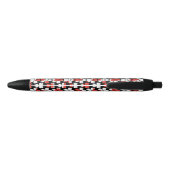 Stylo Noir Fleurs blanches rouges mignons motif (Dos)