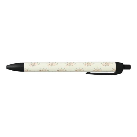 Stylo Noir Fleurs Bleues, Fleurs Rouges, Motif De Fleurs (Bas)