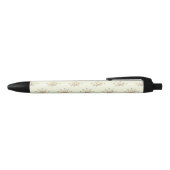 Stylo Noir Fleurs Bleues, Fleurs Rouges, Motif De Fleurs (Haut)
