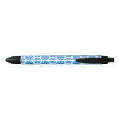 Stylo Noir Fleurs Bleues, Motif De Fleurs, Modèle Floral (Dos)