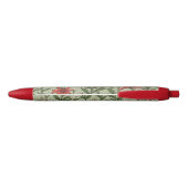 Stylo Noir Fleurs cardinales et motif feuille (Dos)