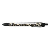 Stylo Noir Fleurs chic en or blanc (Bas)
