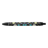 Stylo Noir Fleurs colorées (Devant)