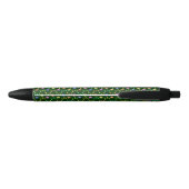 Stylo Noir Fleurs Colorées, Fond Vert, Noir (Dos)