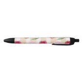 Stylo Noir Fleurs crèmes d'aquarelle de rayures de pêche (Bas)