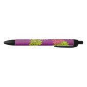 Stylo Noir Fleurs Dahlia, Fleurs Colorées, Motif Floral (Bas)