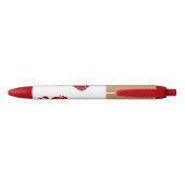 Stylo Noir Fleurs d'aquarelle rouge avec étiquette en cuivre  (Dos)