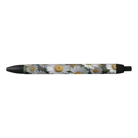 Stylo Noir Fleurs de couvre-feu blanches (Devant)