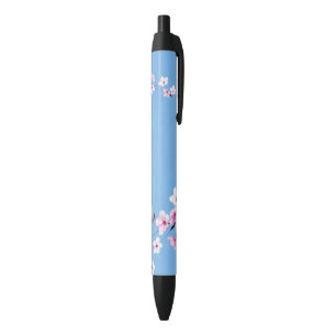 Stylo Noir Fleurs de fleurs de cerisiers en fleurs du ciel bl