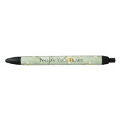 Stylo Noir Fleurs de jonquille jaune vert menthe (Devant)