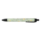 Stylo Noir Fleurs de jonquille jaune vert menthe (Bas)
