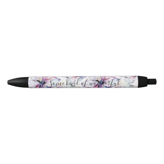 Stylo Noir Fleurs de l'île violette (Devant)