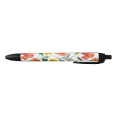 Stylo Noir Fleurs de pêcher jaune rouge (Bas)