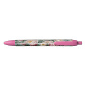 Stylo Noir Fleurs de pivoines roses et blanches (Dos)
