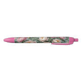 Stylo Noir Fleurs de pivoines roses et blanches (Bas)