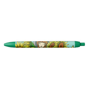 Stylo Noir Fleurs de soleil