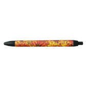Stylo Noir Fleurs de soleil orange (Devant)