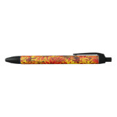 Stylo Noir Fleurs de soleil orange (Haut)