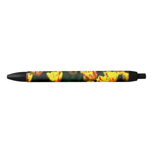 Stylo Noir Fleurs de tulipe jaune (Devant)