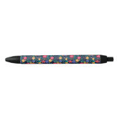 Stylo Noir Fleurs Décoratives Et Feuille Motif-48675 (Devant)