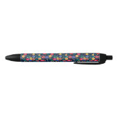 Stylo Noir Fleurs Décoratives Et Feuille Motif-48675 (Bas)