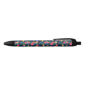 Stylo Noir Fleurs Décoratives Et Feuille Motif-48675 (Haut)