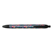 Stylo Noir Fleurs Décoratives Et Feuille Motif-48675 (Dos)