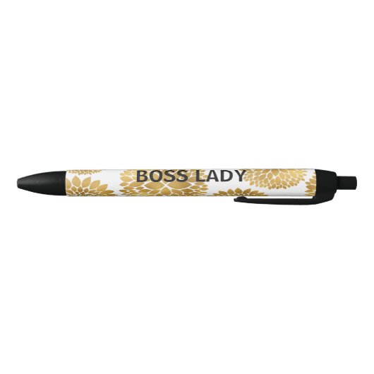 Stylo Noir Fleurs d'or chic (Bas)