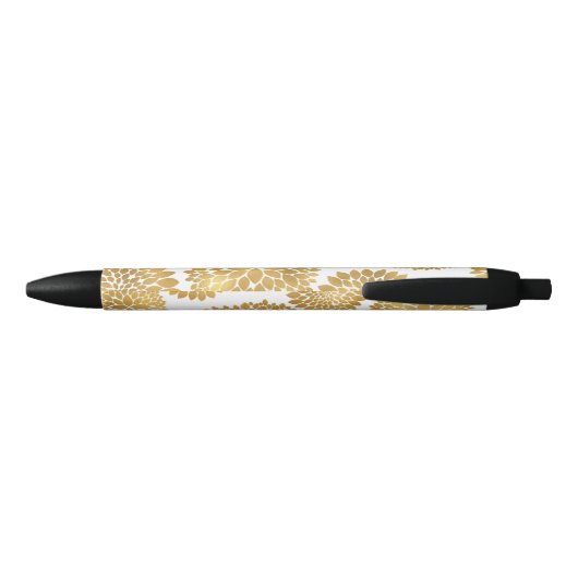 Stylo Noir Fleurs d'or chic (Dos)