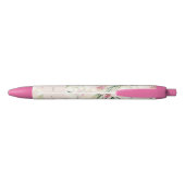 Stylo Noir Fleurs d'orchidée rose blush vert Amour (Dos)