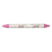 Stylo Noir Fleurs d'orchidée rose blush vert Amour (Devant)