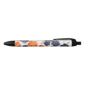 Stylo Noir Fleurs en tissu cousu à la main printemps orange b (Haut)