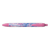Stylo Noir Fleurs encrées Abstraites Lys bleu rose (Dos)